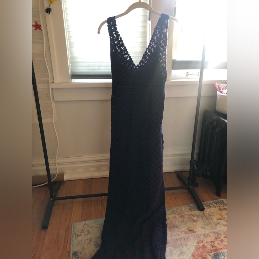 Navy Helen Jon Knit Dress with slip - size large